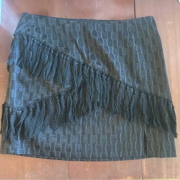 Wayf Black Tassel Fringe Textured Patterned Mini Skirt Small - Picture 4 of 9